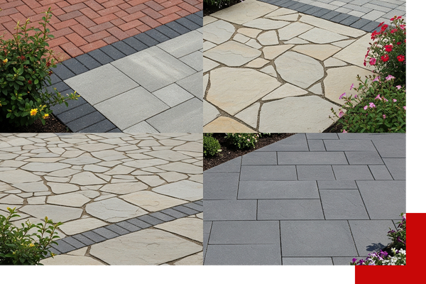 four different images of patio pavers